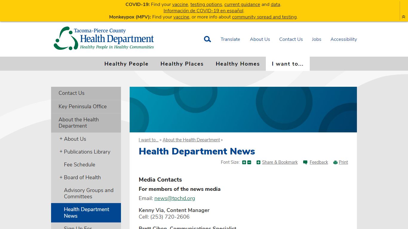 Health Department News | Tacoma-Pierce County Health Department