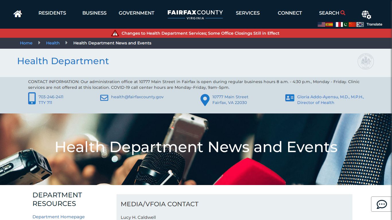 Health Department News and Events | Health - Fairfax County, Virginia